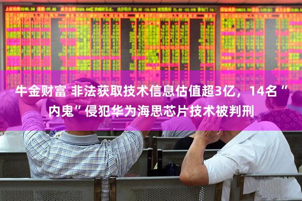 牛金财富 非法获取技术信息估值超3亿，14名“内鬼”侵犯华为海思芯片技术被判刑
